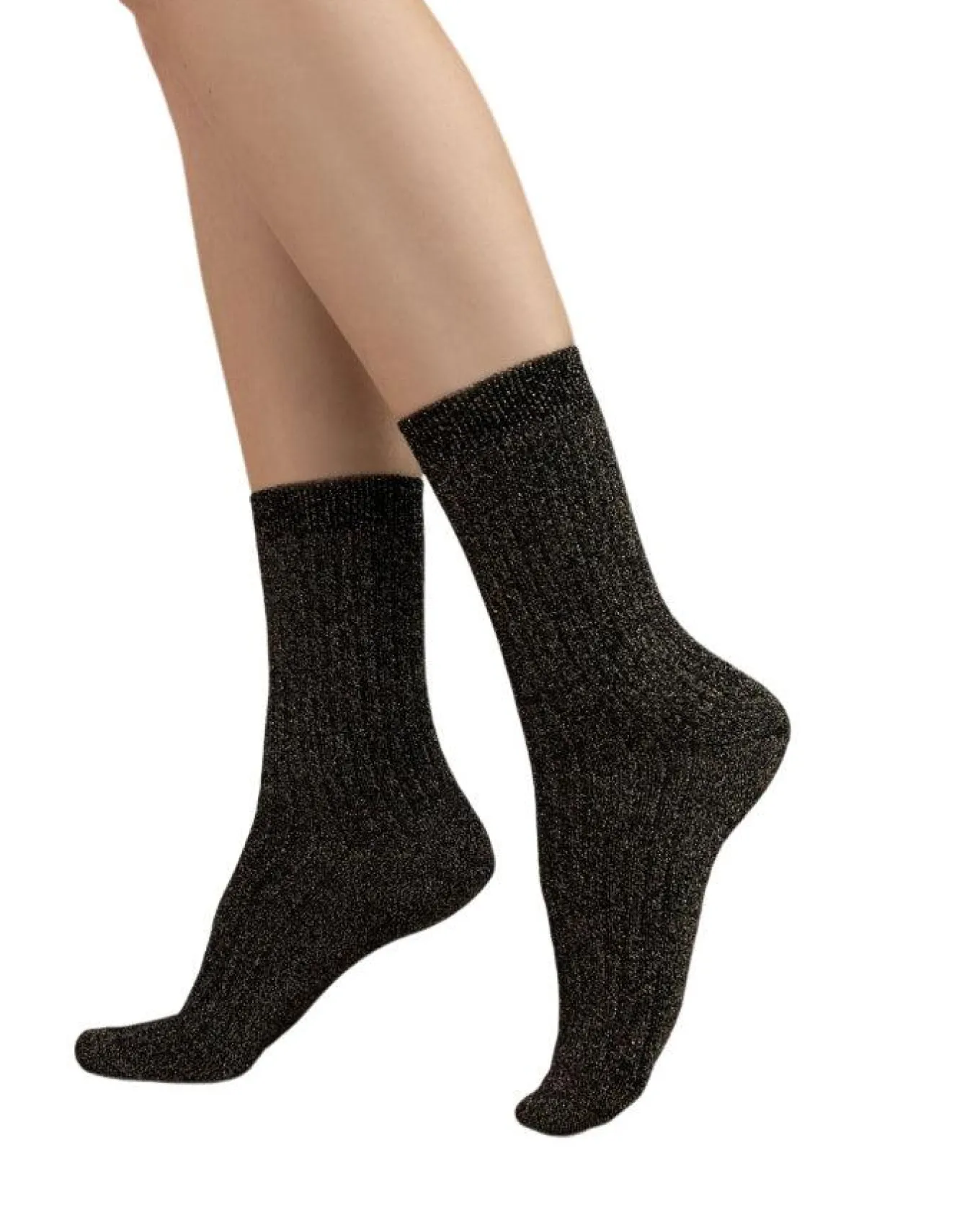 Bleu Foret Ribbed Lurex Socks