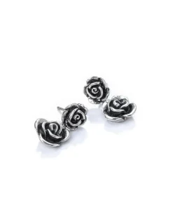 Bloodline Design Double Rose Drop Earrings