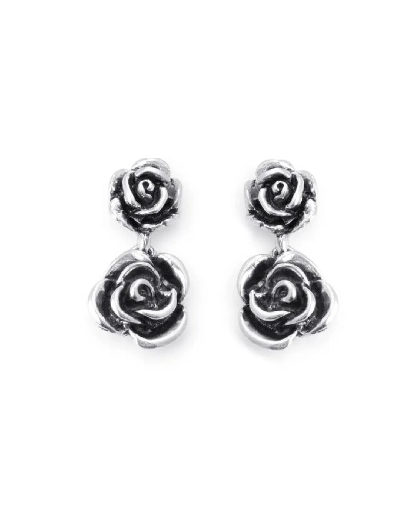 Bloodline Design Double Rose Drop Earrings