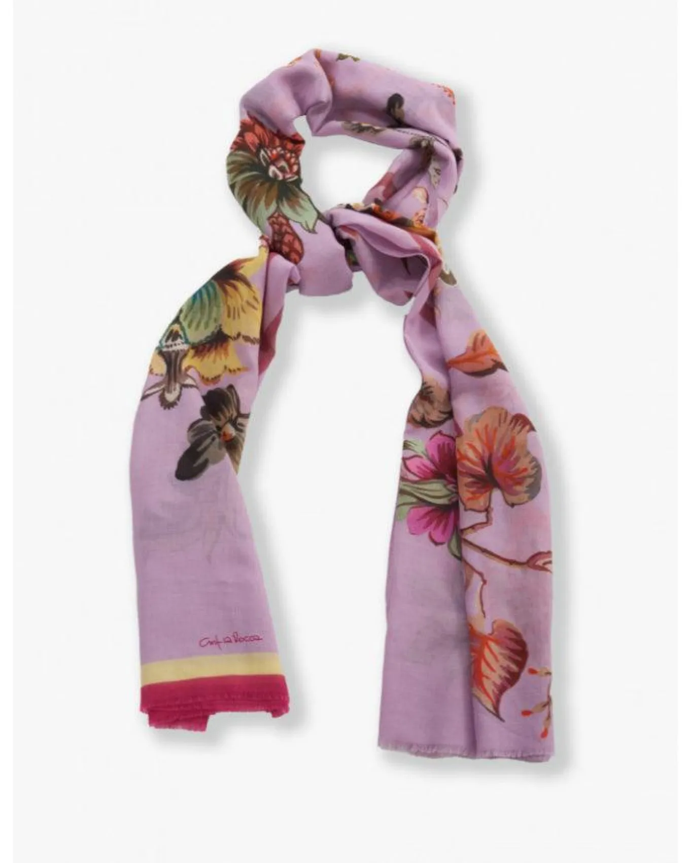 Cinzia Rocca Maxi Cotton Lilac Floral Scarf