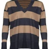 Contrast Stripe V-Neck Sweater