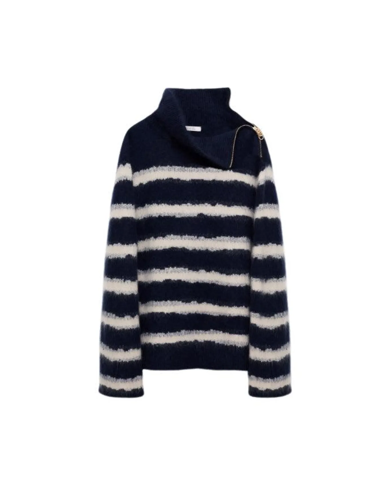 Dorothee Schumacher Fluffy Statements Stripe Zip Turtleneck