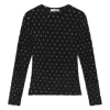 Frame Dotted Stretch Mesh Top