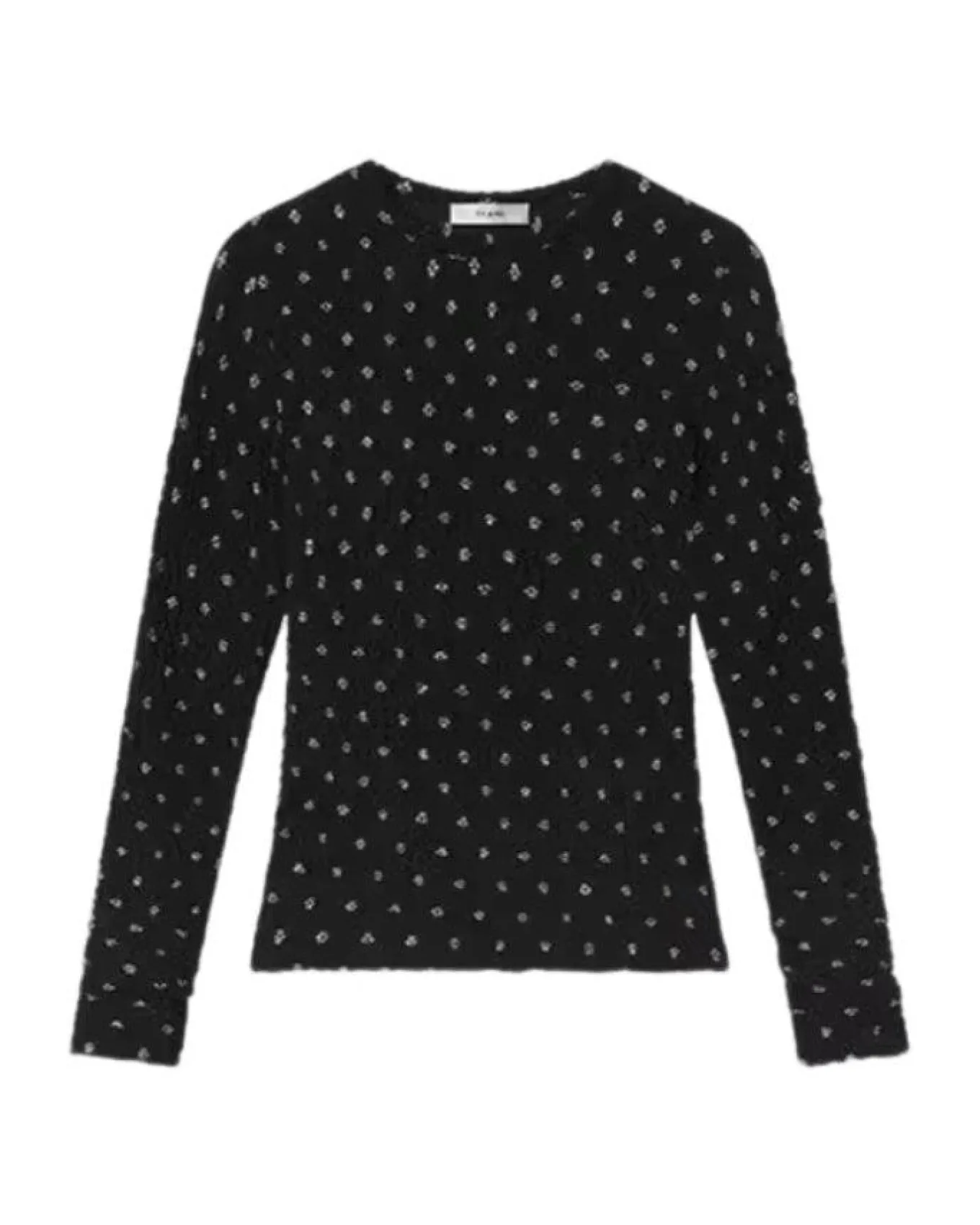Frame Dotted Stretch Mesh Top