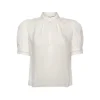 Frame Ruffle Collar Inset Lace Top
