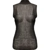 Frame Textured Pattern Mesh Tank Top