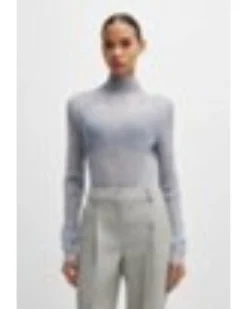 Hugo Boss Emata Plaid Tulle Turtleneck