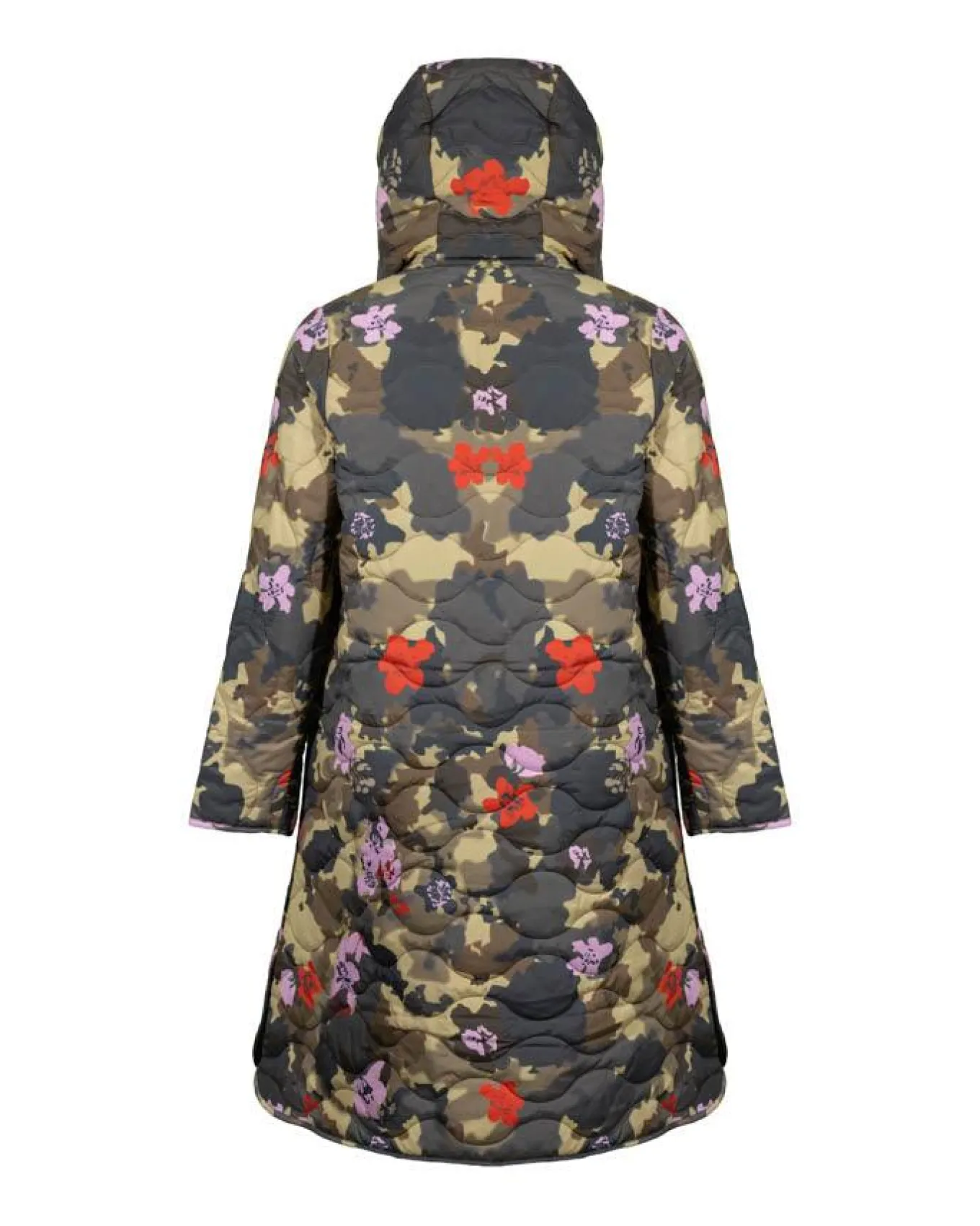 Ilse Jacobsen Long Quilted Hooded Print Coat