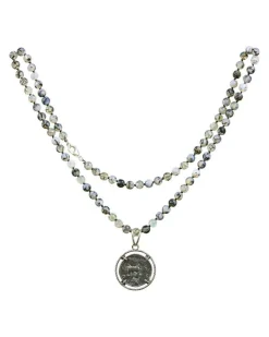Karyn Chopik Agate Bead Roman Coin Necklace