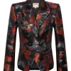 L'Agence Marie Butterfly Jacquard Double Breasted Blazer