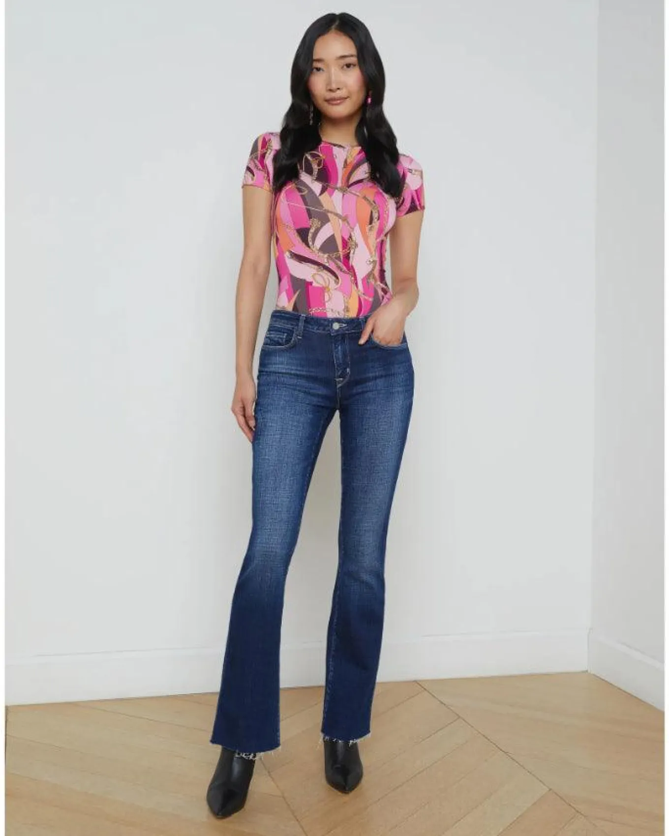 L'Agence Ressi Pink Buckle Swirl Tee