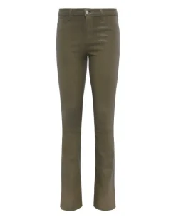 L'Agence Ruth Straight Leg Raw Hem Coated Jeans