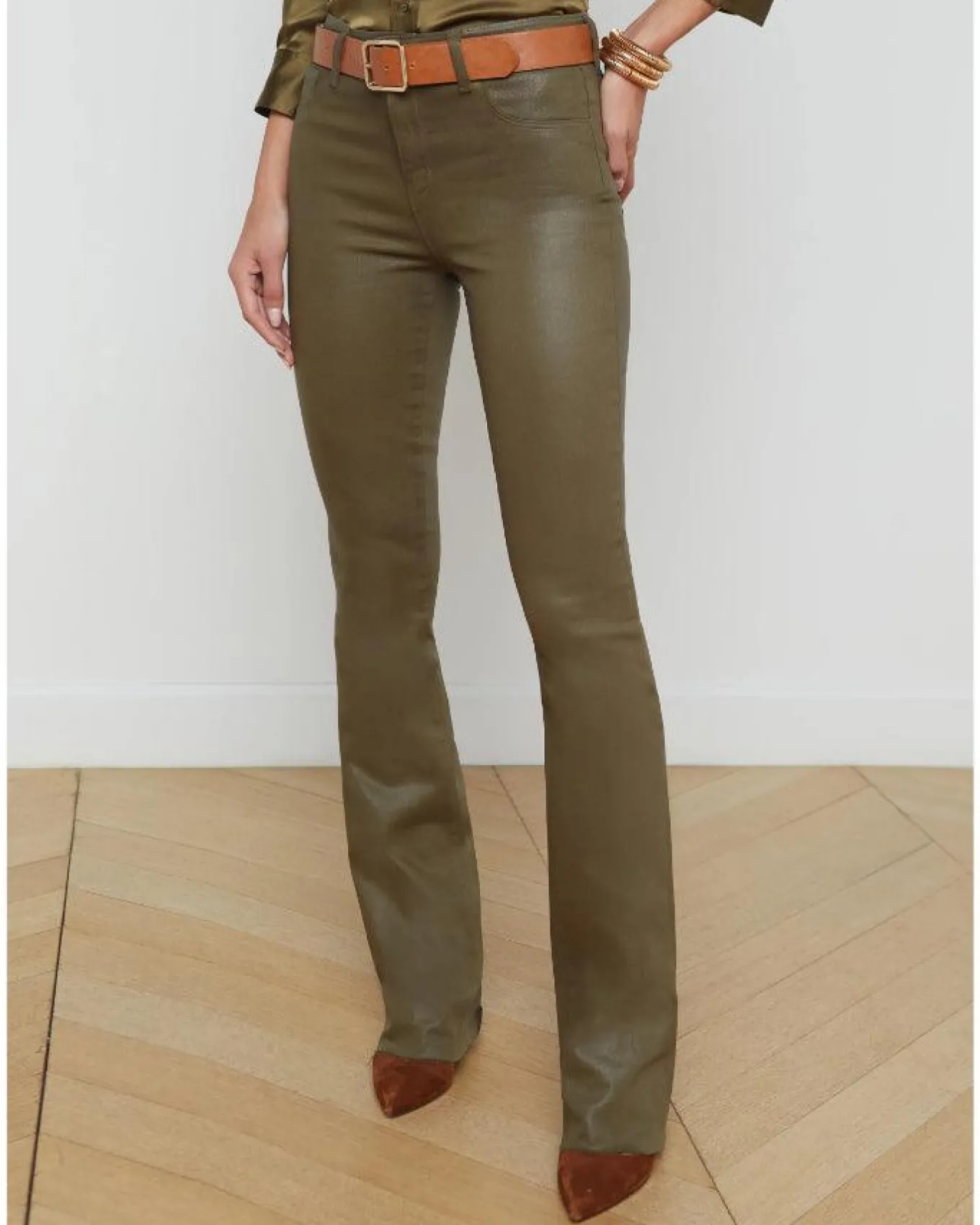 L'Agence Ruth Straight Leg Raw Hem Coated Jeans
