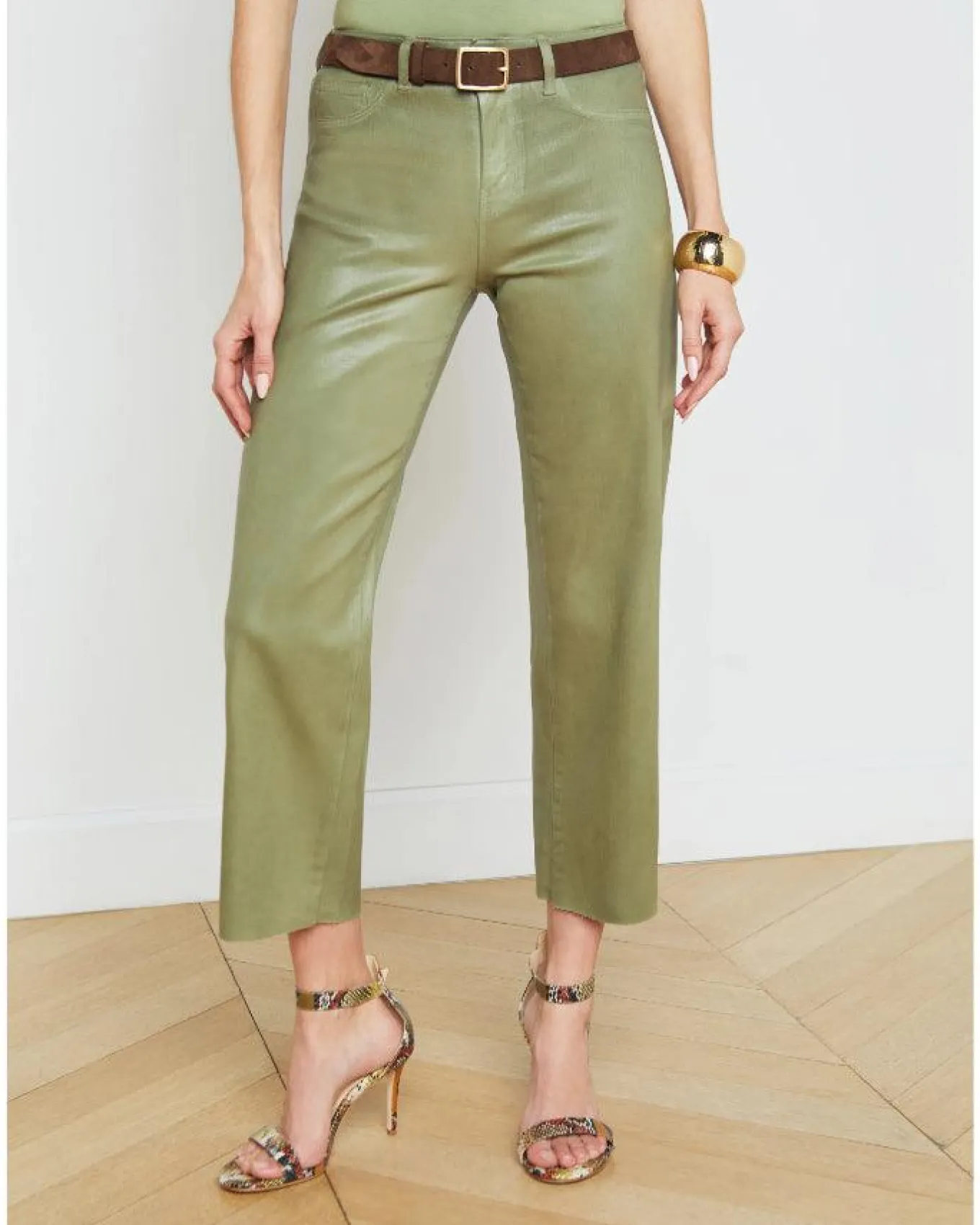 L'Agence Wanda Cropped Coated Jean