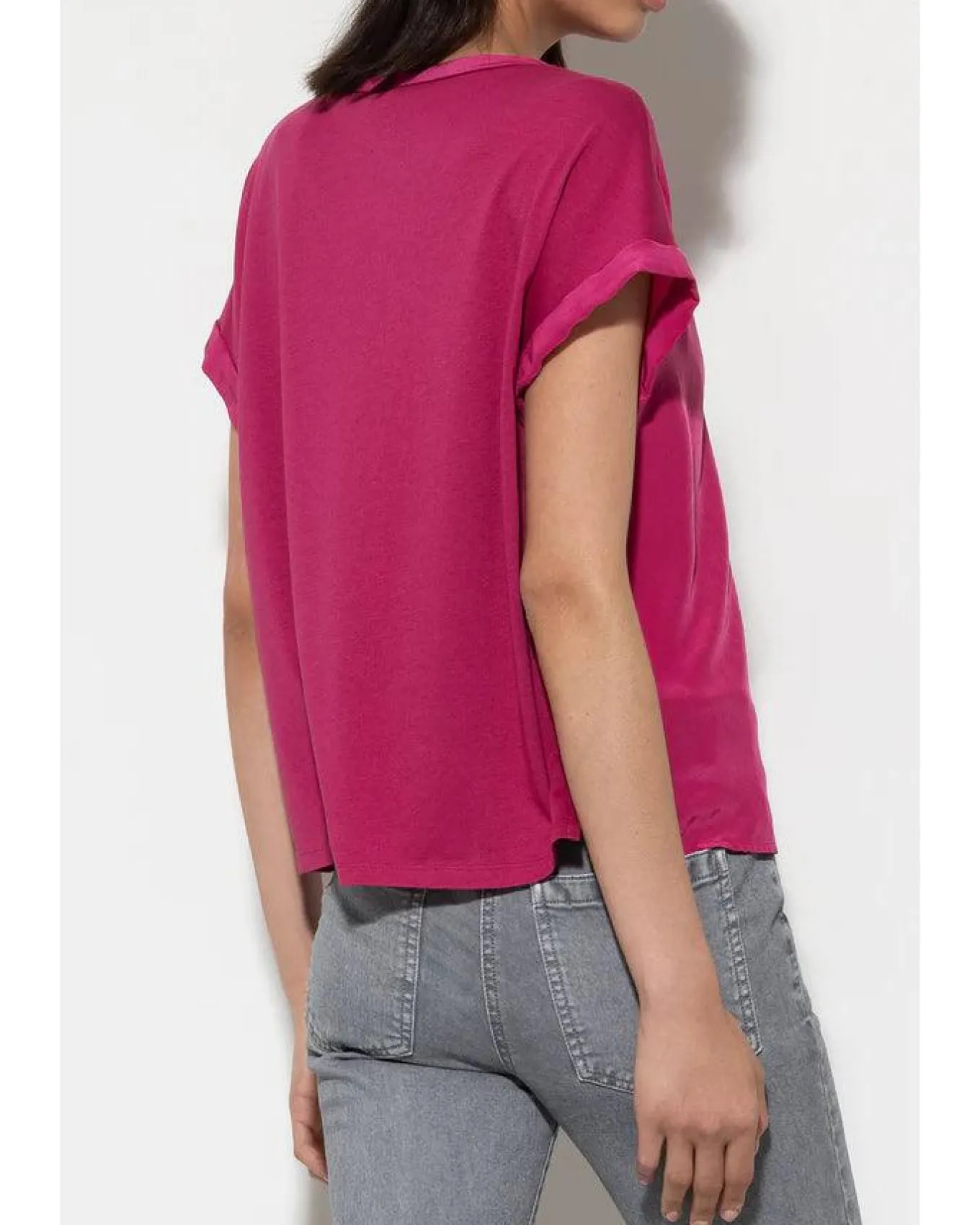 Luisa Cerano Mix Jersey Cap Sleeve Tee