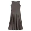 Luisa Cerano Shiny Satin Sleeveless Midi Dress