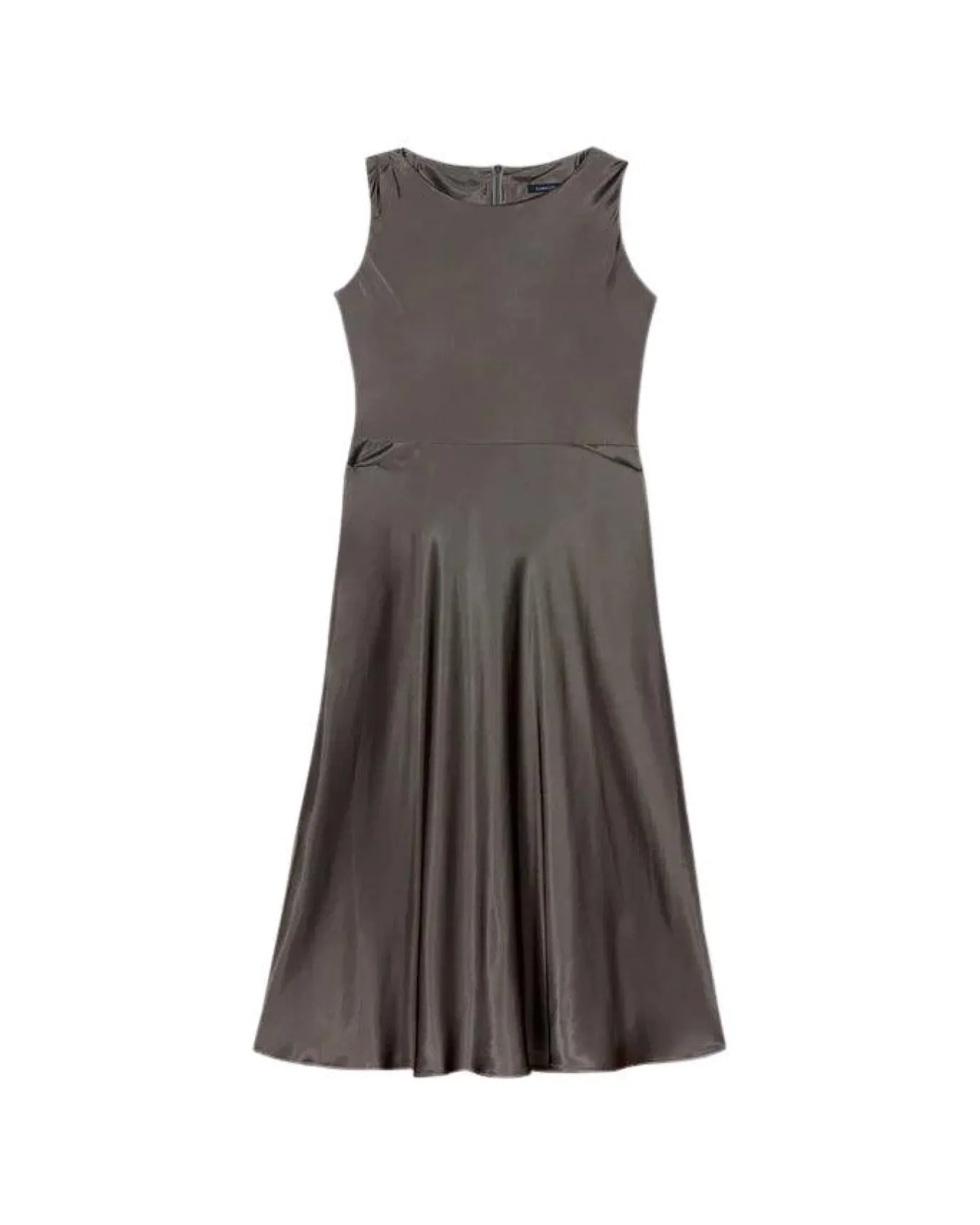 Luisa Cerano Shiny Satin Sleeveless Midi Dress