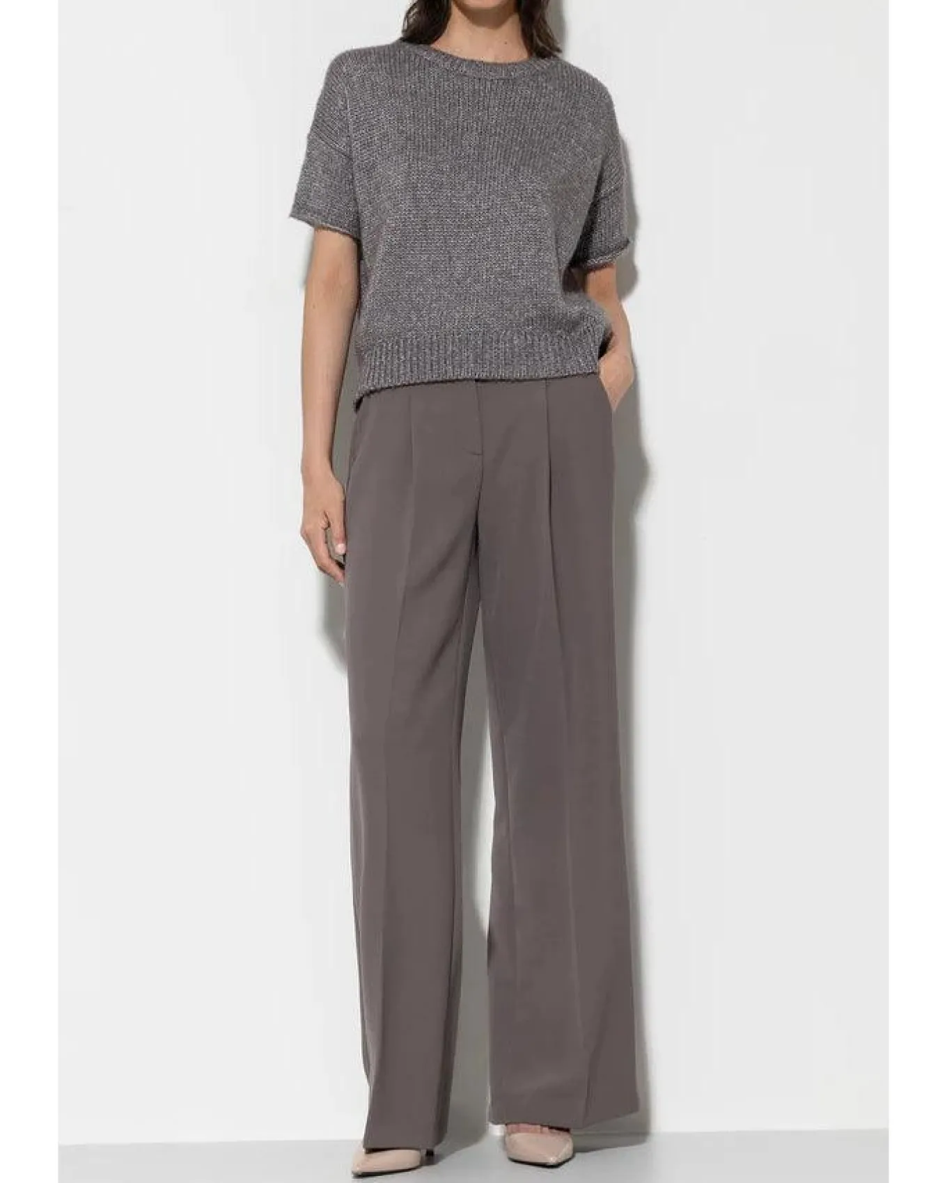 Luisa Cerano Wide Leg Pleated Full Length Pants