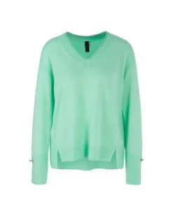 Marc Cain Cashmere Blend Slit Detail V-Neck Sweater