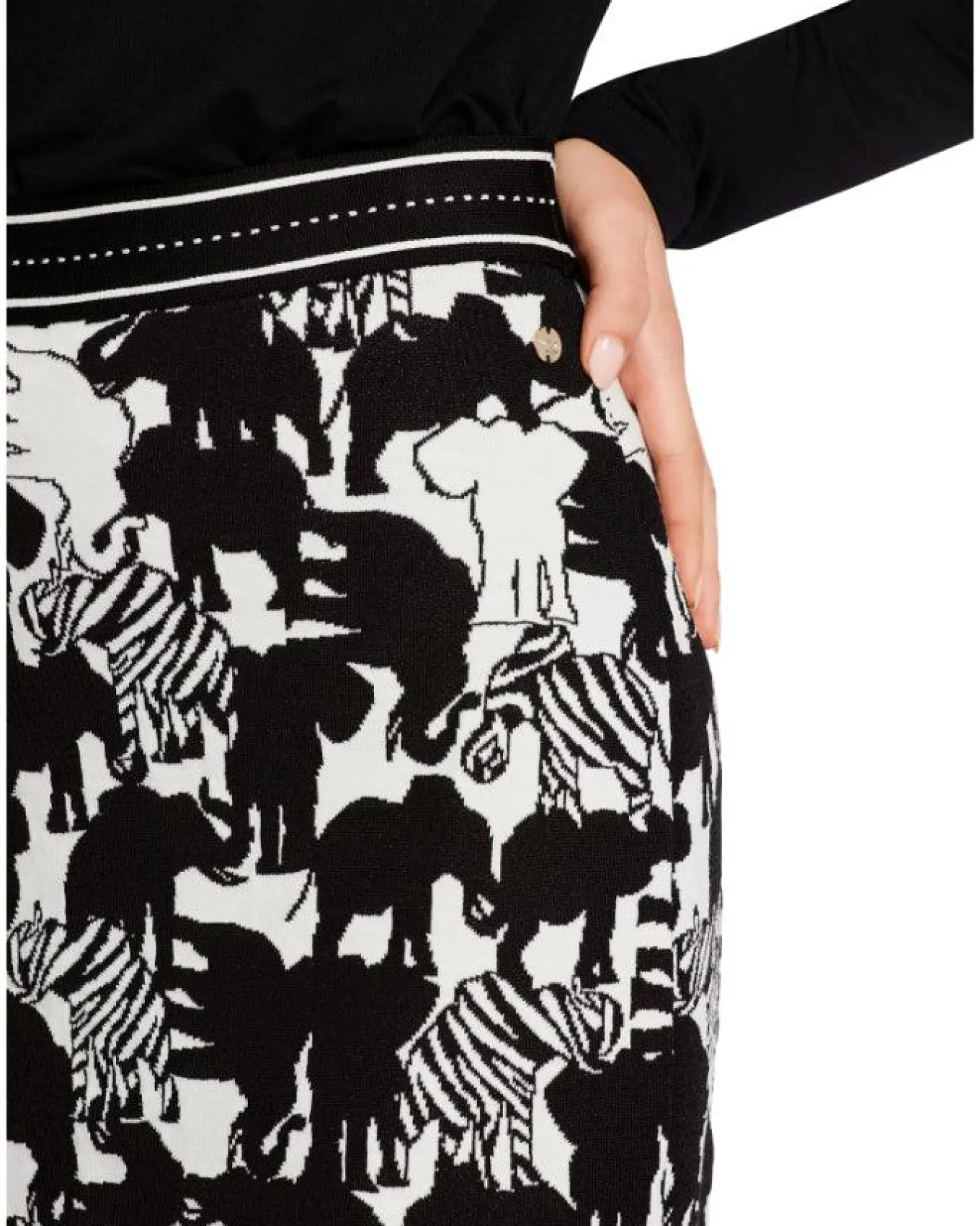 Marc Cain Elephant Print Pencil Skirt