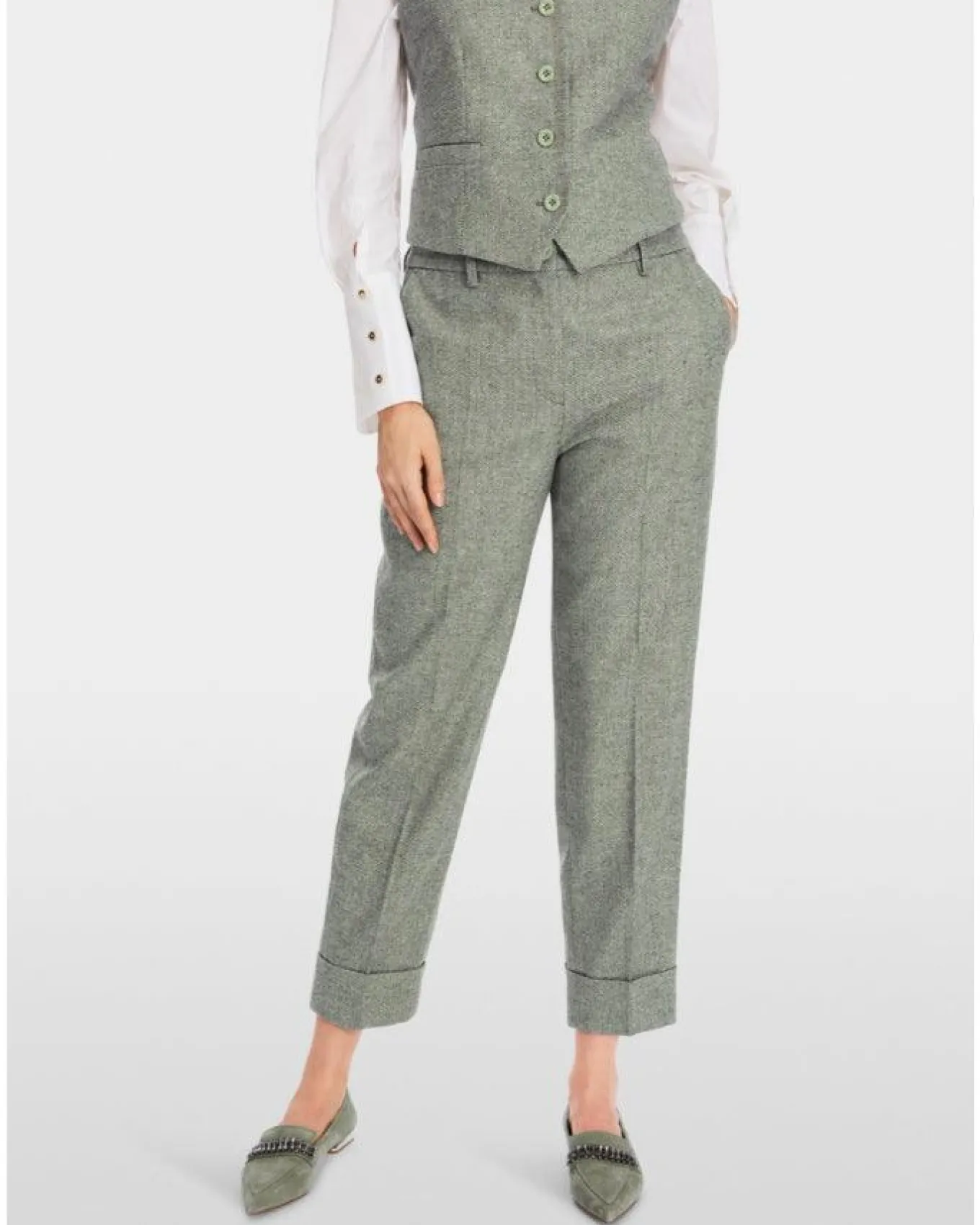 Marc Cain Fordon Herringbone Cuffed Pants