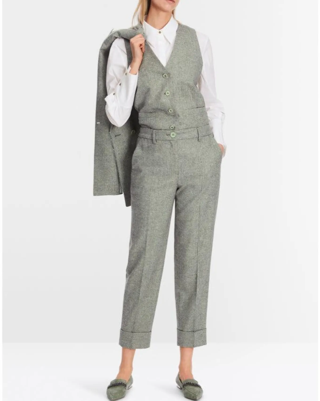 Marc Cain Fordon Herringbone Cuffed Pants