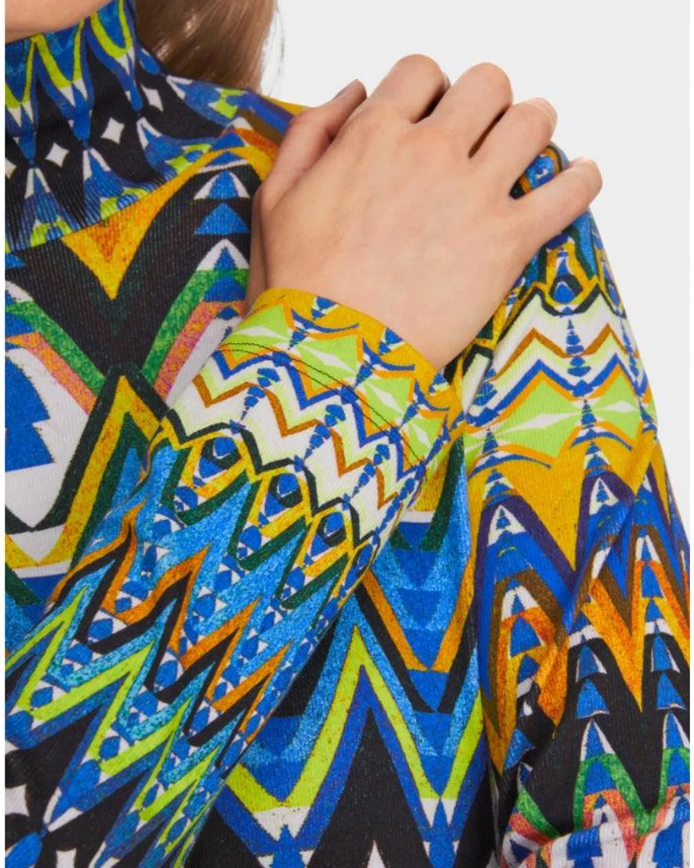 Marc Cain Harlequin Print Turtleneck Tee