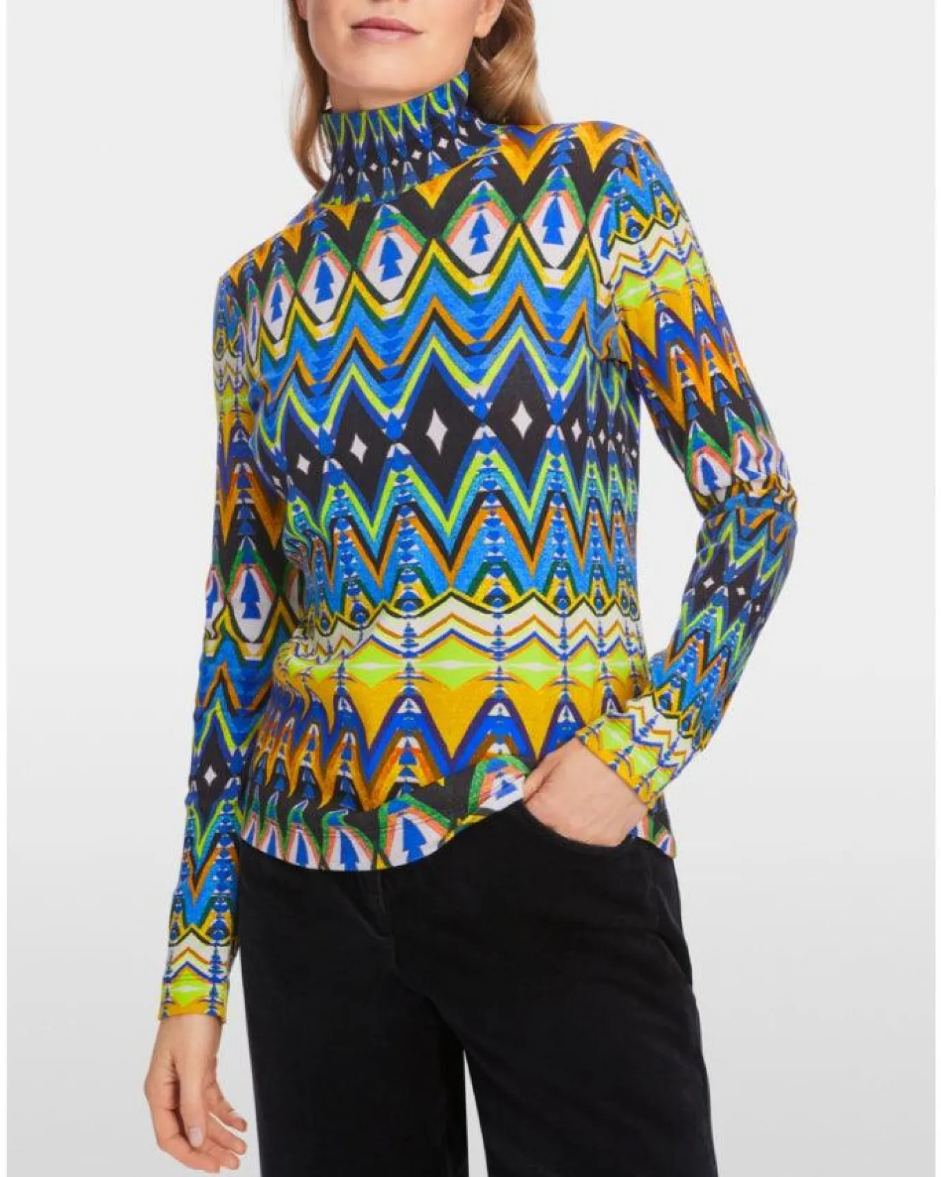 Marc Cain Harlequin Print Turtleneck Tee