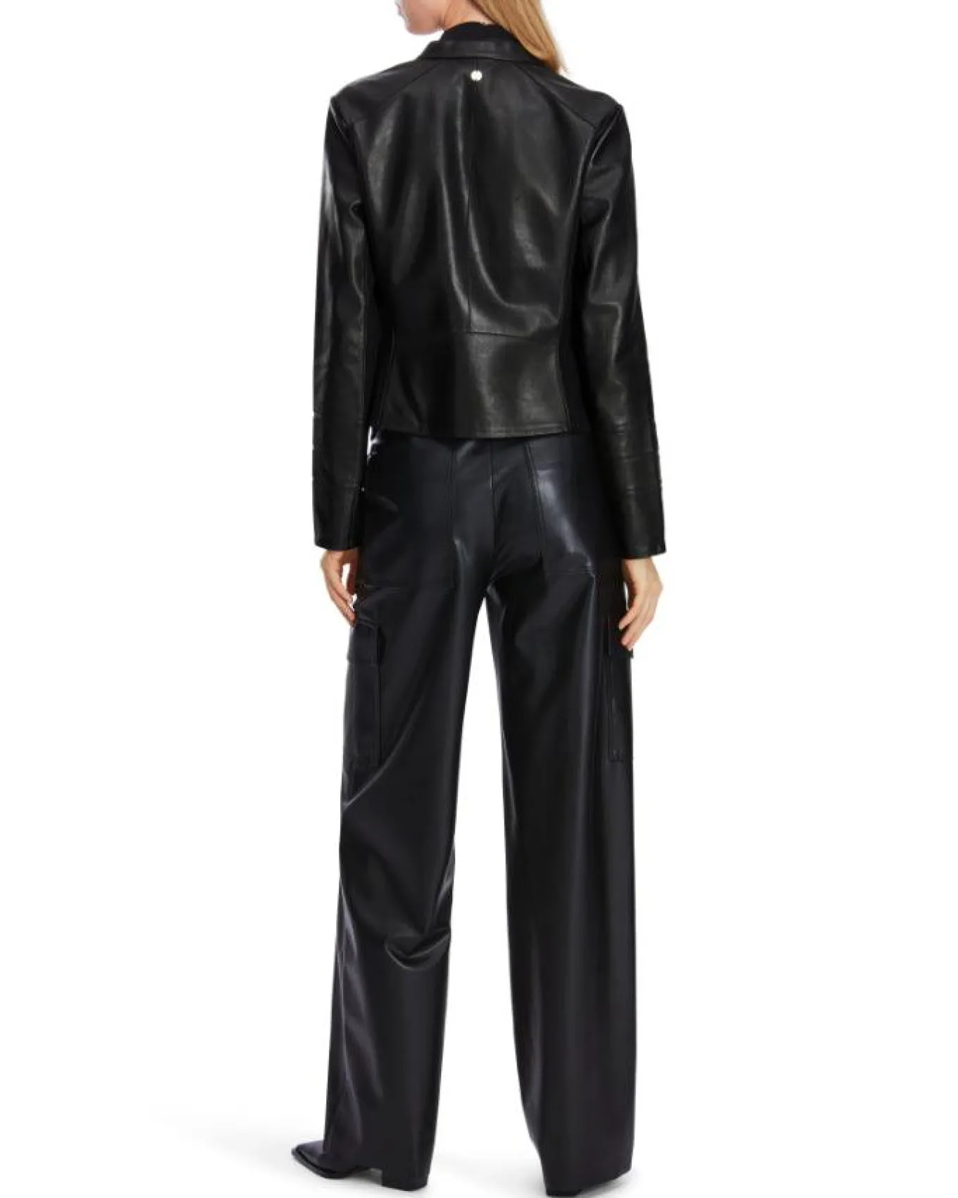 Marc Cain Leather Zip Jacket with Insert Details