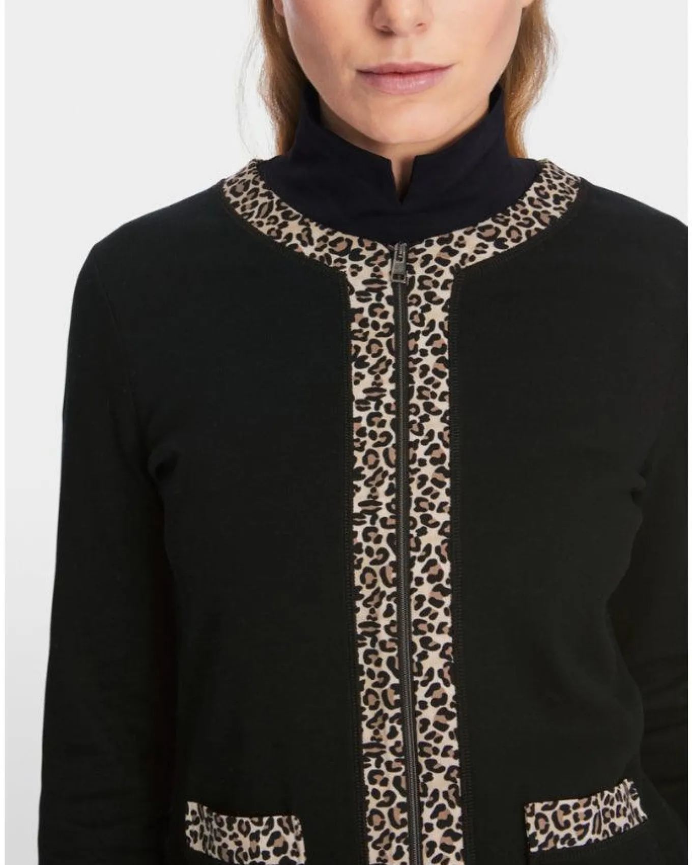 Marc Cain Leopard Trim Zip Jacket
