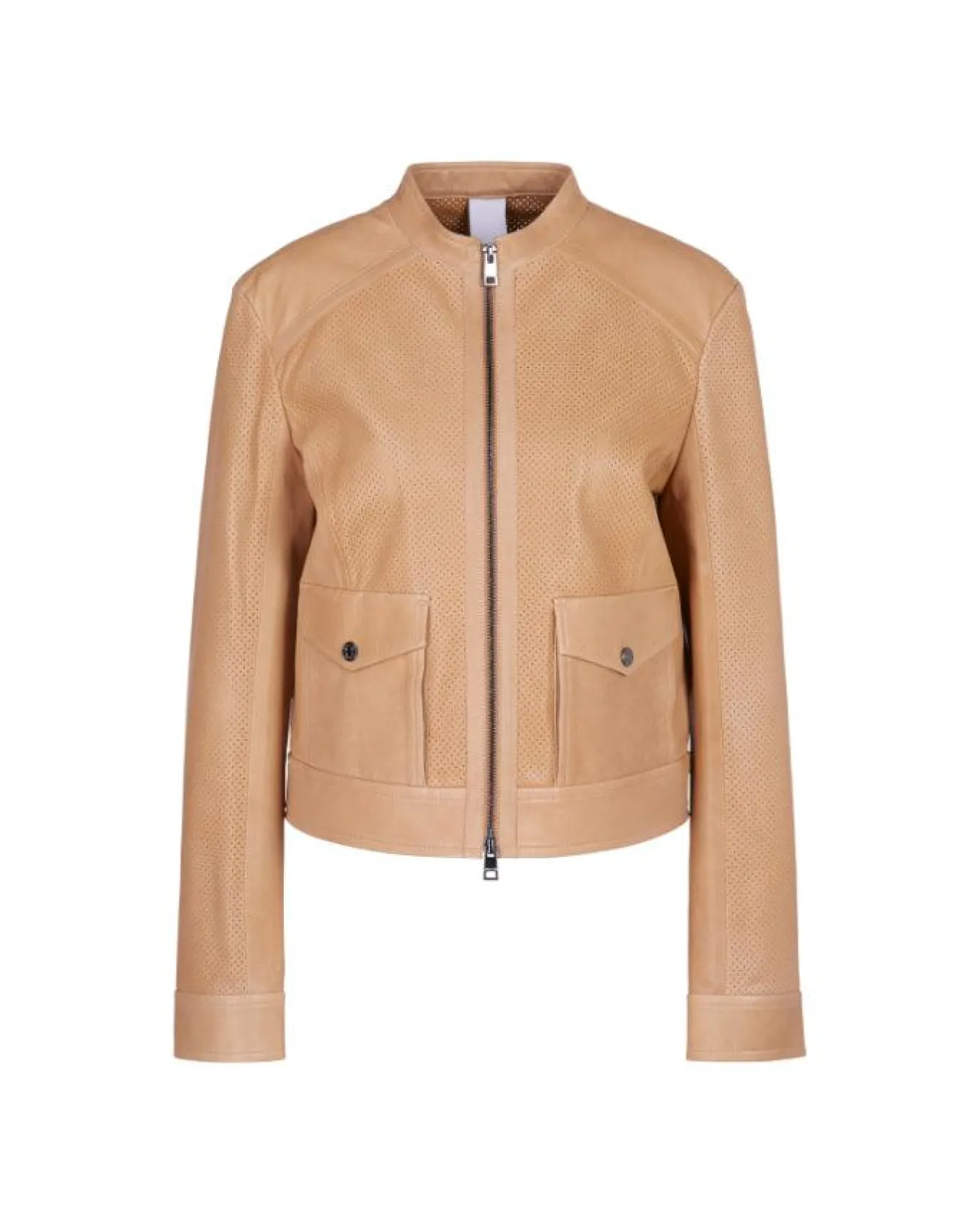 Marc Cain Perforated Leather Zip Jacket