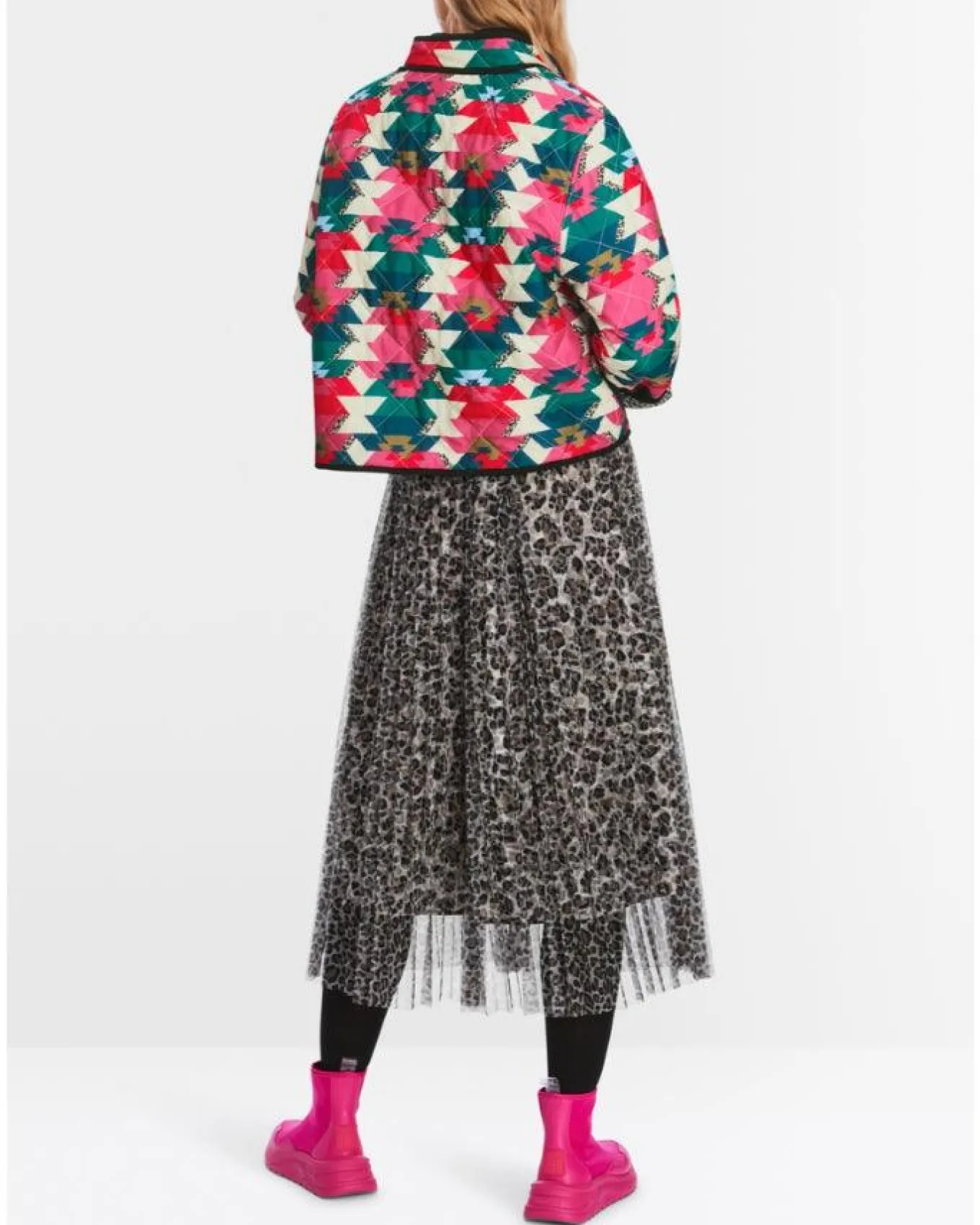 Marc Cain Reversible Print Quilted Snap Jacket