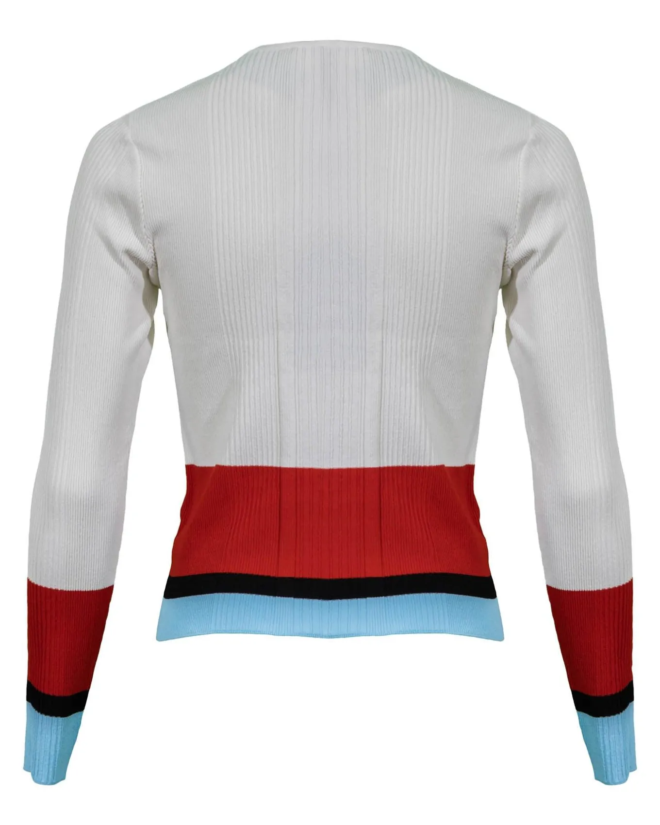 Marc Cain Ribbed Knit Non Wool Colorblock Cardigan