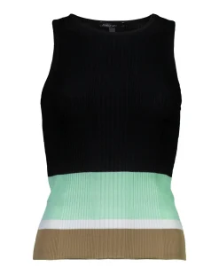 Marc Cain Ribbed Knit Non Wool Colorblock Shell