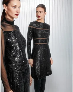 Marc Cain Sequin-Mesh Cut Outs Dress