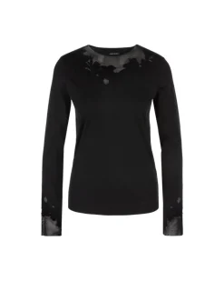 Marc Cain Sheer Embroidered Details Top