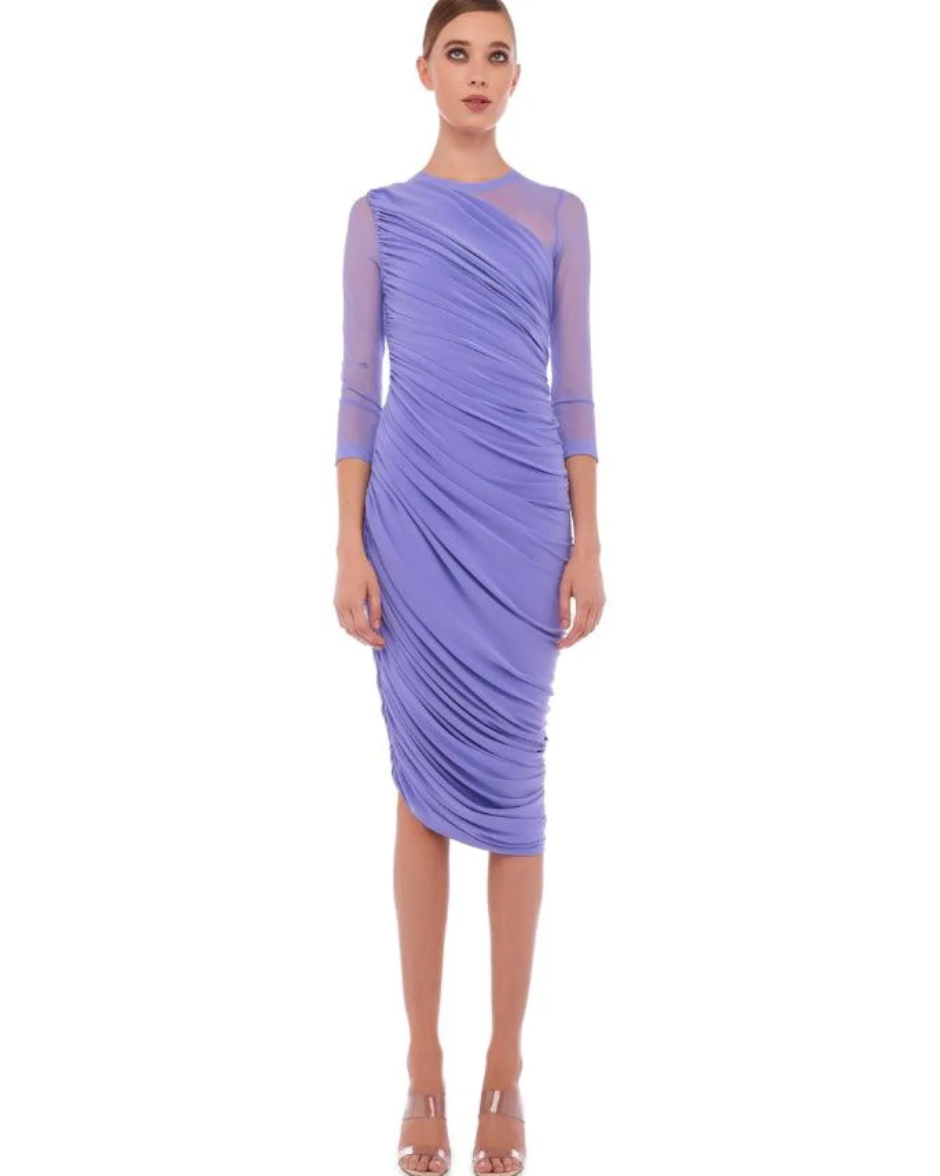 Norma Kamali Diana Mesh Long Sleeve Dress