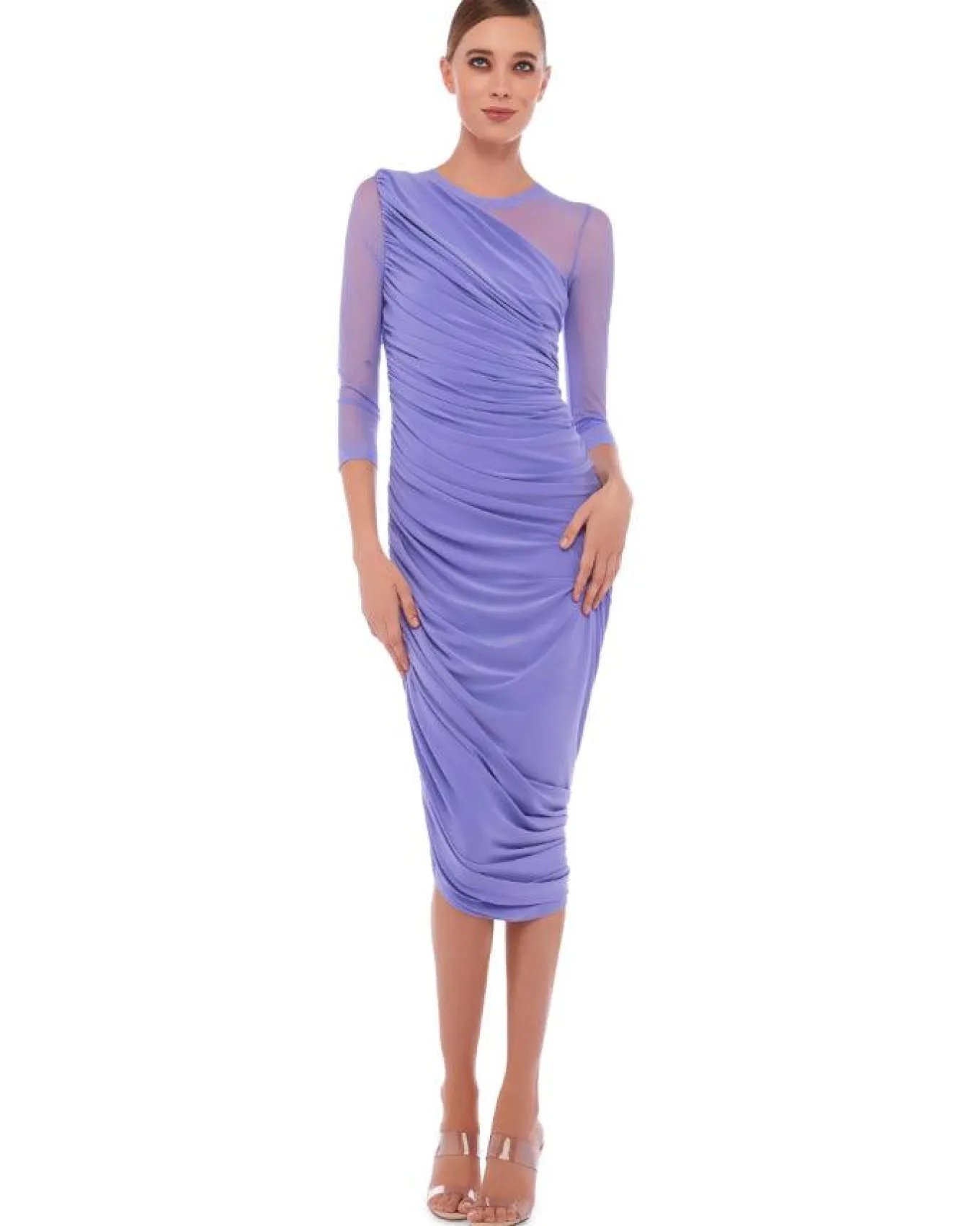 Norma Kamali Diana Mesh Long Sleeve Dress
