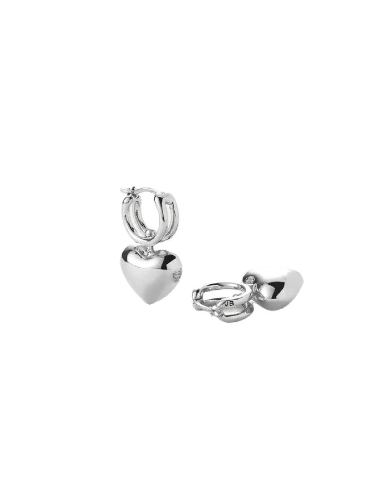 Puffy Heart Silver Huggies