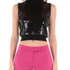 Sequin Wool Mock Neck Tank Top