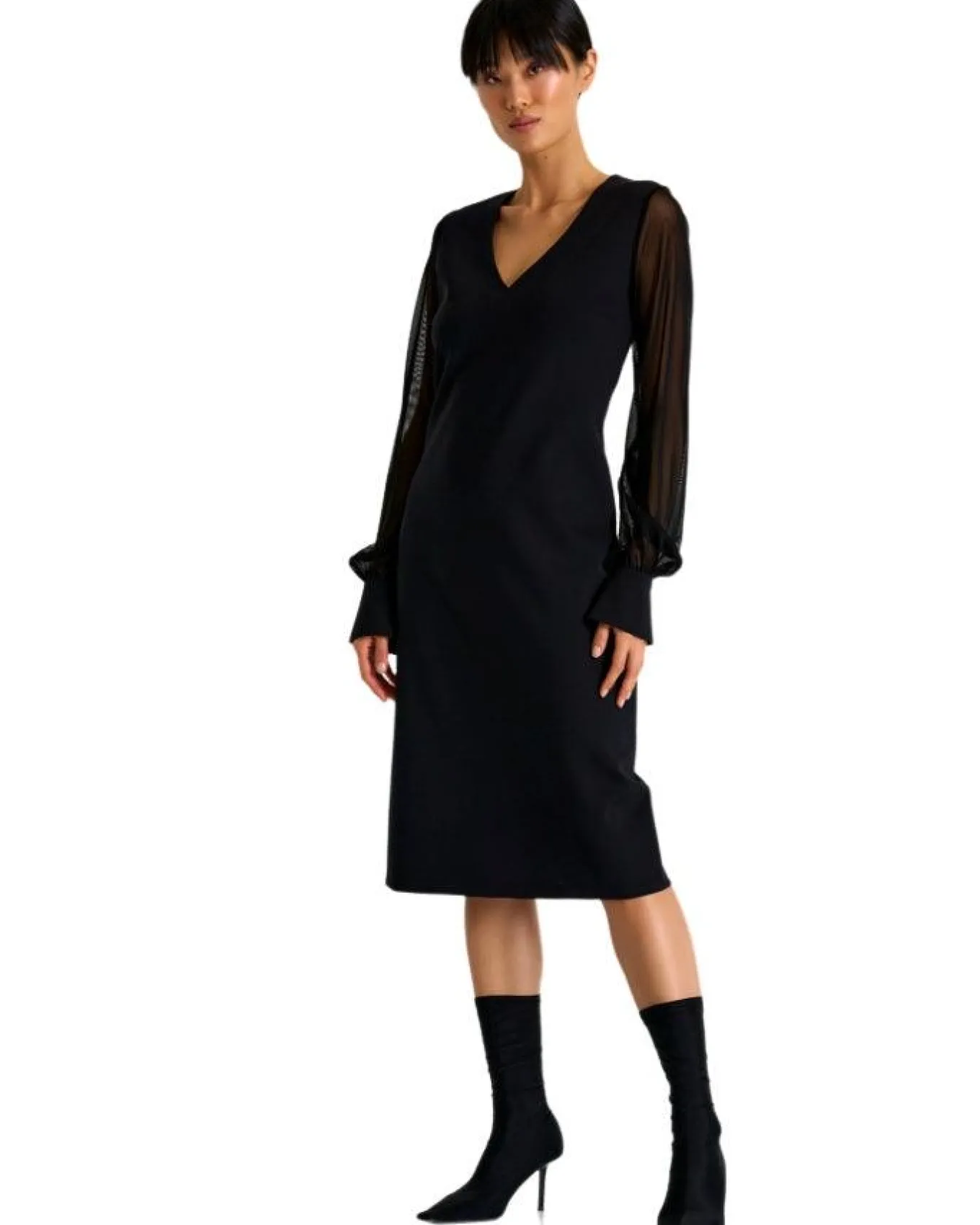 Shan - Sofia Sheer Sleeve Elegant Dress