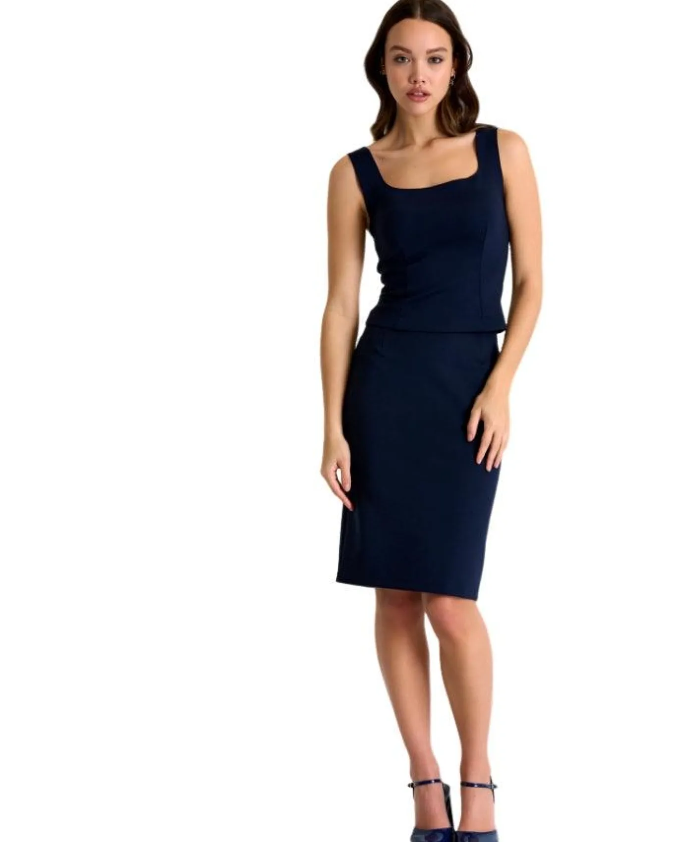 Shan Sofia 3D Pencil Skirt Navy