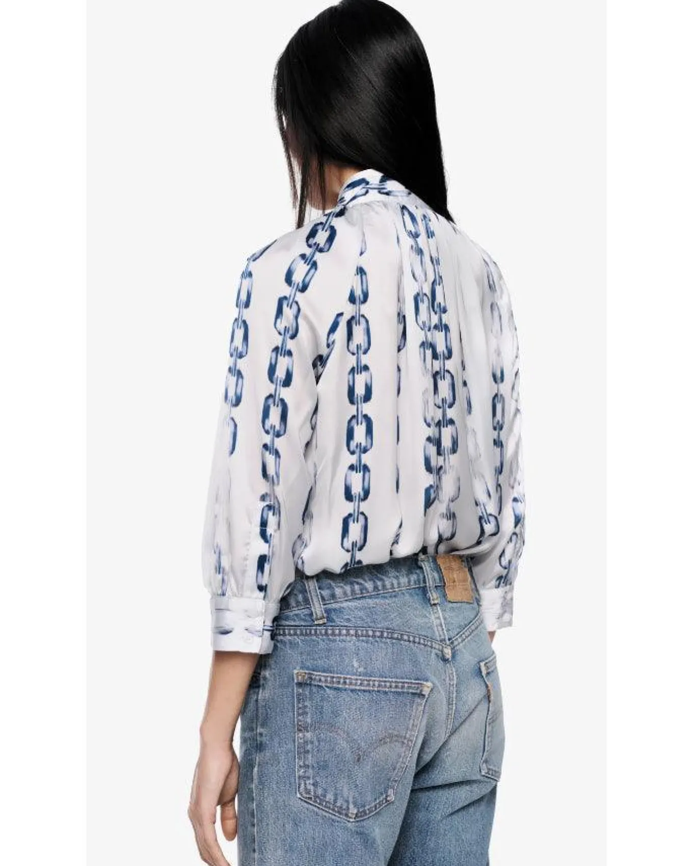 Smythe Gathered Chain link Print Blouse