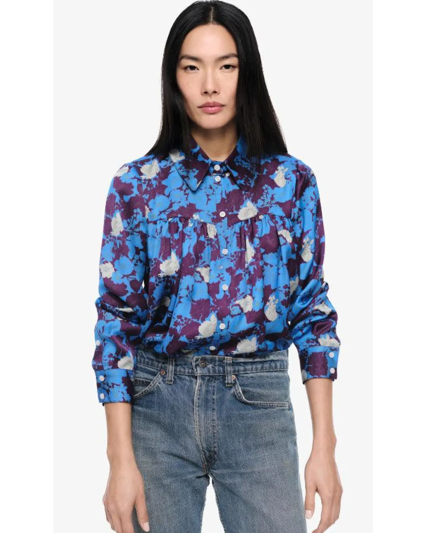 Smythe Lapis Floral Shirred Blouse