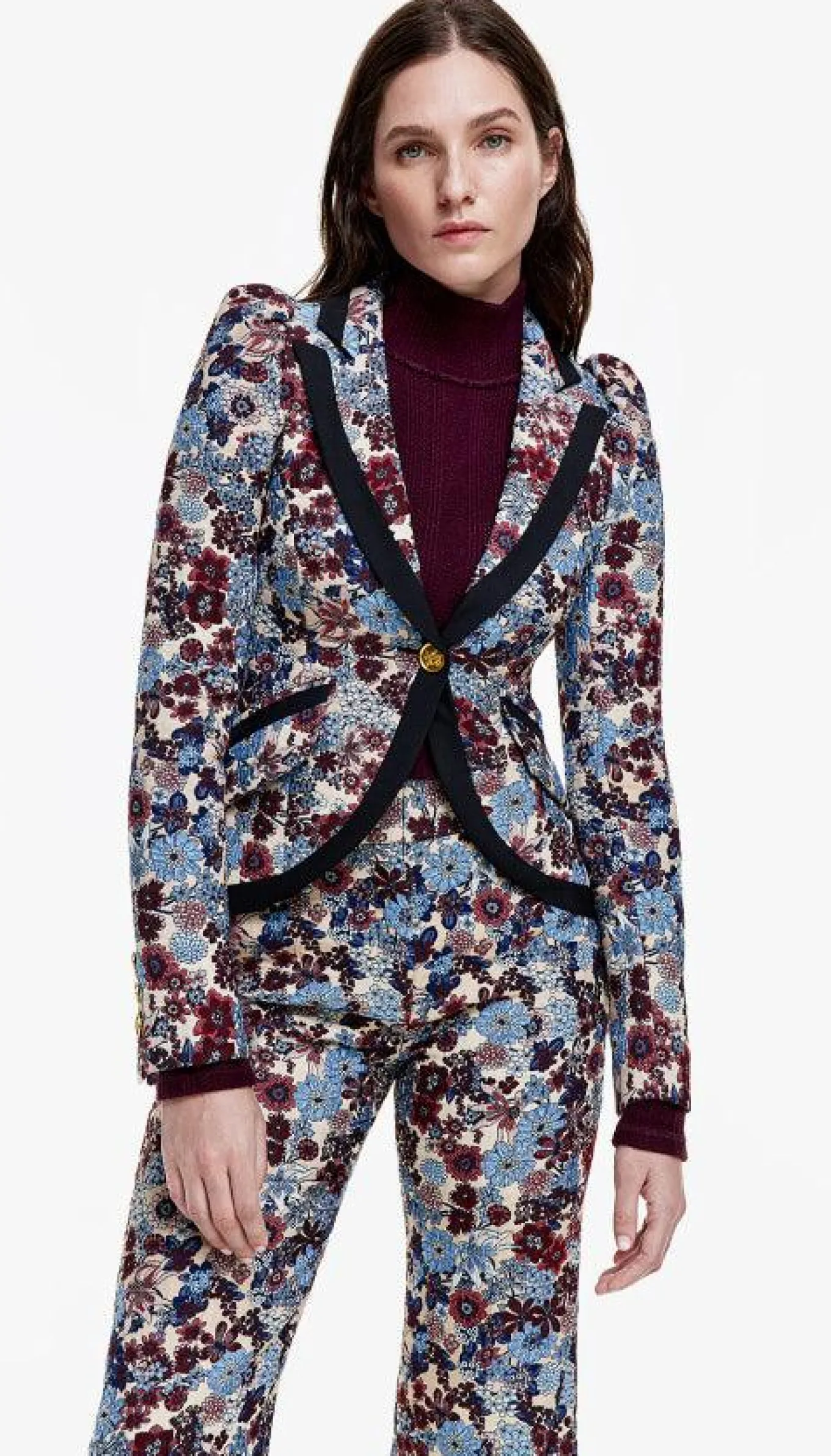 Smythe Taped Pouf Sleeve One Button Blazer