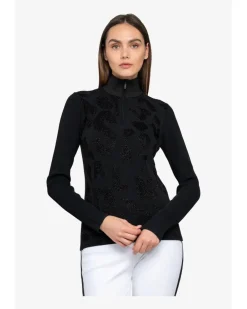 Sportalm Pattern Front Zip Split Neck Pullover