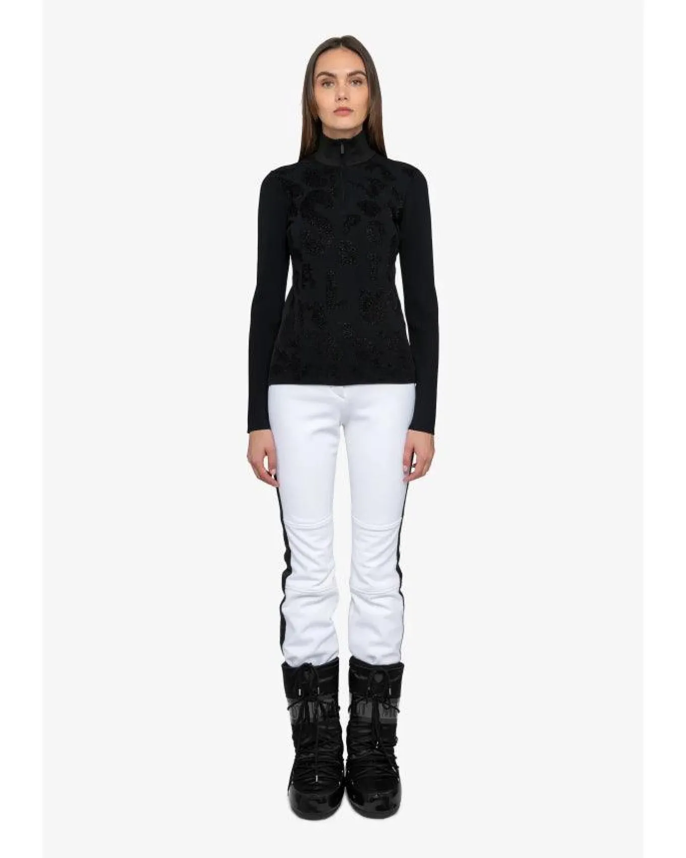 Sportalm Pattern Front Zip Split Neck Pullover