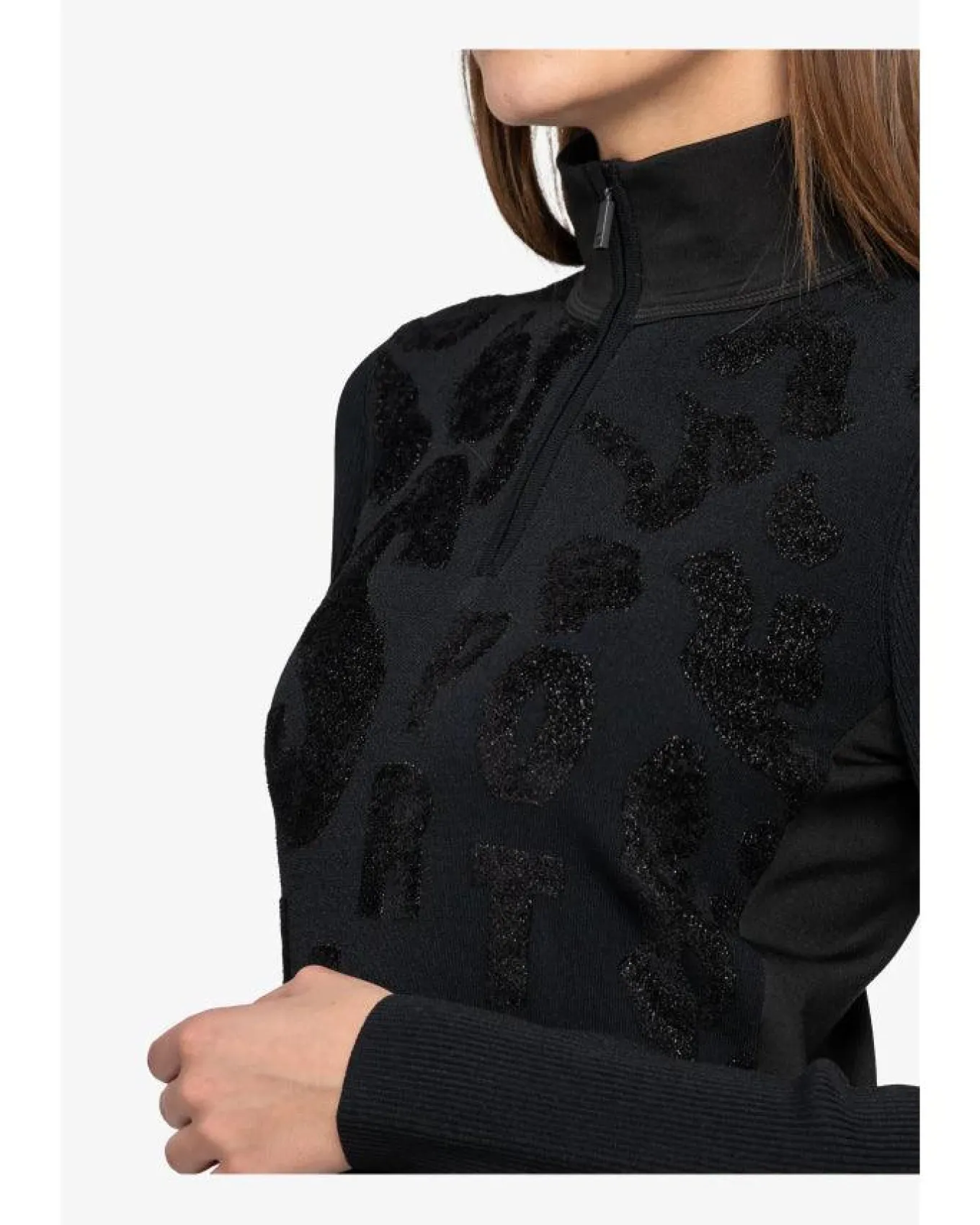 Sportalm Pattern Front Zip Split Neck Pullover