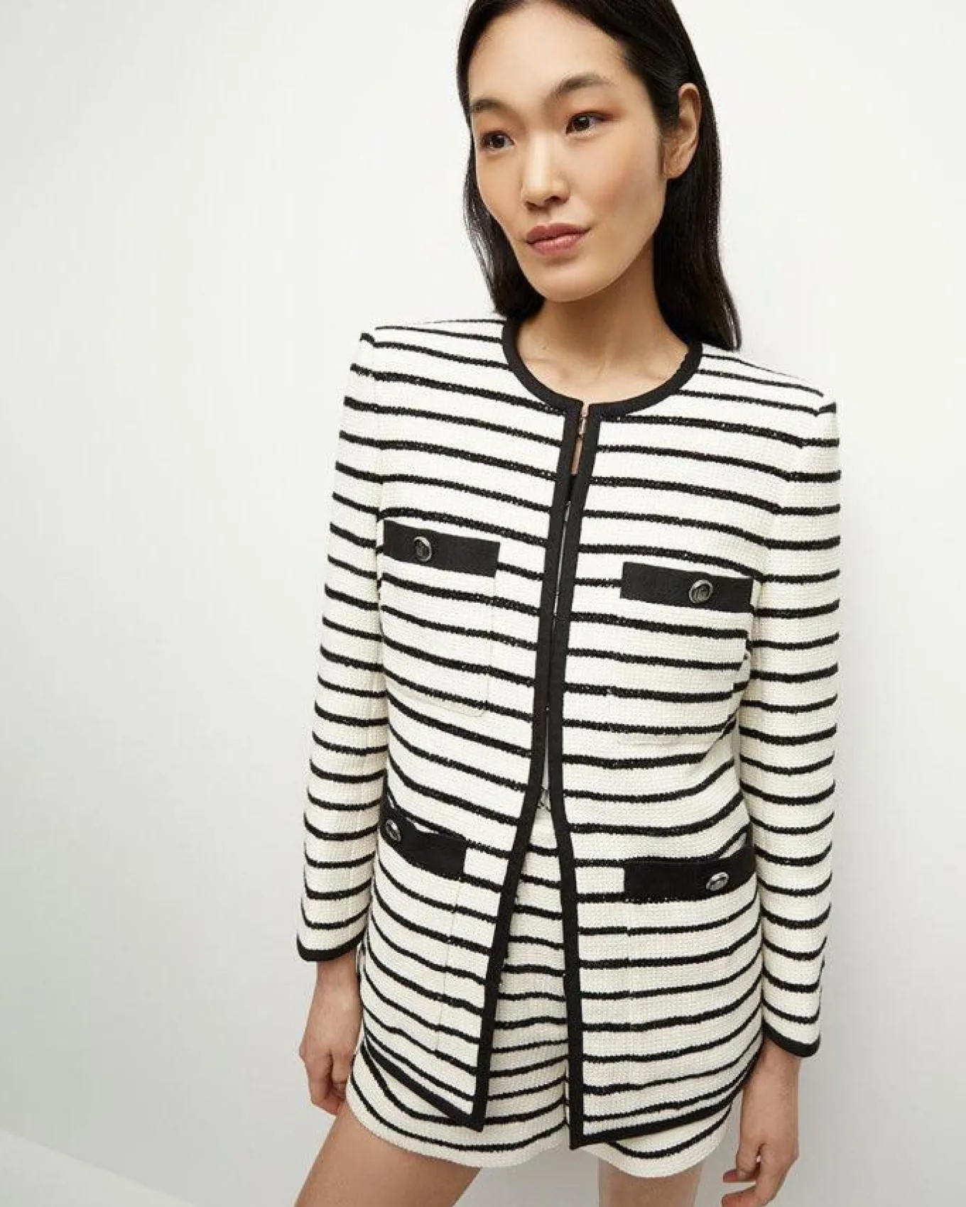 Veronica Beard Foster Striped Dickey Jacket