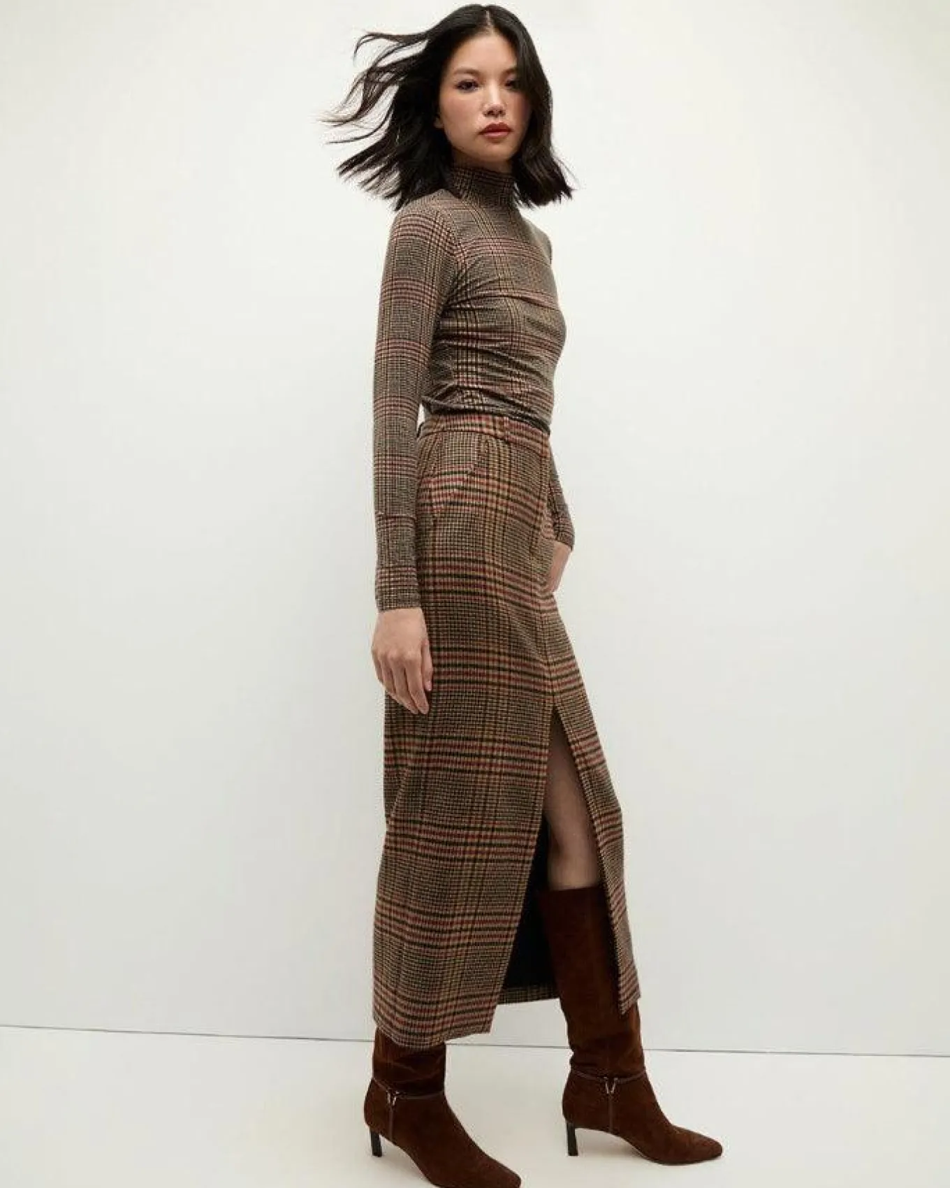 Veronica Beard Plaid Turtleneck Top